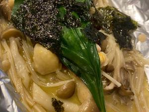 鶏皮とキノコのホン酢あえ
