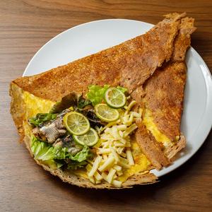 おかずクレープ(すだちといわしの燻製ガレット)