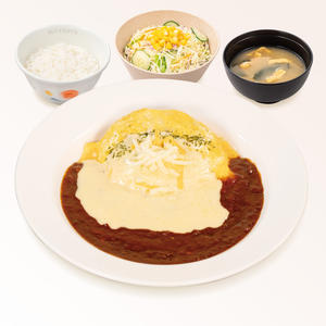 チーズデミオムハンバーグ定食(味噌汁付)
