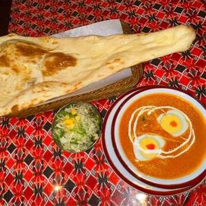 (9)挽肉と卵のカレーナン+サラダ(Keema＆egg Nan +salad)