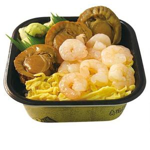 丼丸 えびホタテ丼 ほたて、ボイルエビ
