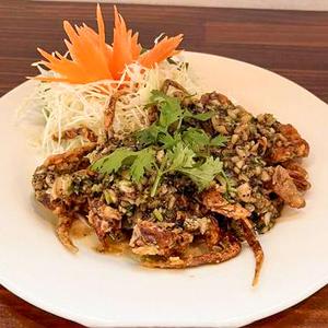 67.ソフトシェルクラブのニンニク揚げ Soft shell crab with garlic and coriander