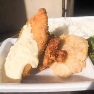 自家製タルタル乗せサクサク白身フライ唐揚げ弁当
