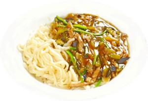 豚肉とナスしょうゆあんかけ麺(猪肉尖椒茄子打面)