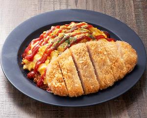 チキンオムライス&ロースかつ Chicken Omelette Rice with Pork Loin Cutlet