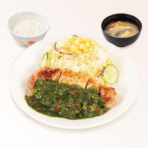 チミチュリソース厚切りポークグリル定食(味噌汁付)