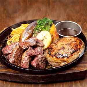 荒挽きハンバーグ＆アウトサイドステーキ(ハラミ)