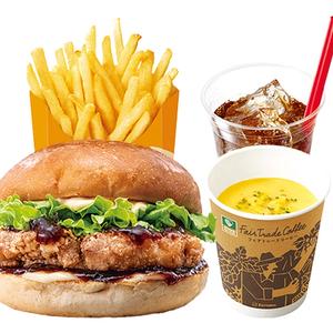 ゼッテリア ZETTERIA 【ディナーセット】てりやきチキンバーガーTeriyaki Chicken Burger Dinner Set