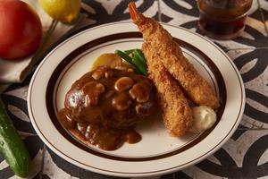 昼限定|2大スター共演 ハンバーグ＆エビフライ定食 Hamburg Shrimp Set