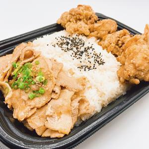 【デカ盛】ザンギ5個＆豚カルビ焼肉プレート※即席袋みそ汁付