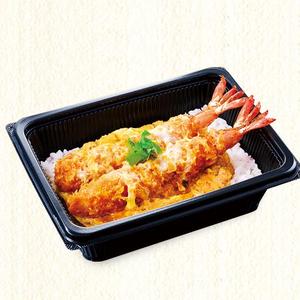 かつ庵 大海老とじ丼(2本) Simmered Egg Rice Bowl with Large Fried Shrimp (2pieces)