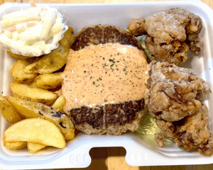 ザク旨唐揚げ3つ ＆ チョイ辛！和風明太ハンバーグ160g！！！ 選べるポテト・ライスセット