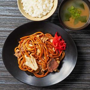 武蔵流 豚ソース焼きそば(麺並)定食(ご飯普通+みそ汁)≪3391≫