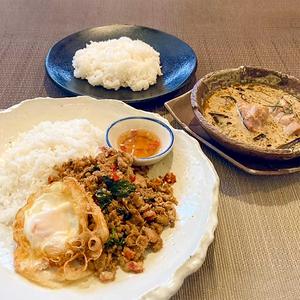 カオ・パッ・ガパオ＆ゲーン・キョウ・ワーン KAO PAD GAPAO ＆ KAO KAENG KYO WAN 