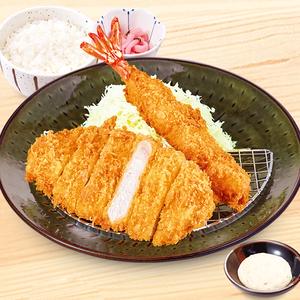 かつ庵 熟成ロースかつと大海老フライ弁当 Aged Pork Loin Cutlet + Large Fried Shrimp Combo Meal