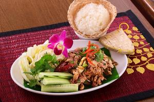 ムーナムトック(豚肉サラダ)+もち米 +