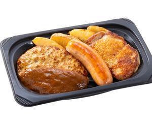 (おかず)ミックスグリル(ハンバーグ＆ジャンボフランク＆炭焼き風チキングリル)