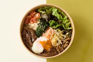 【半熟】温玉と牛ハラミの玄米ビビンバ Soft Boild Egg Beef Harami Bibimbap