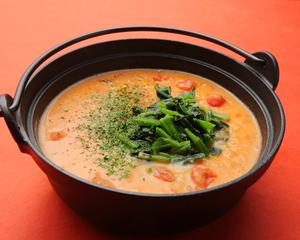 トマトクリームほうれん草の雑炊(リゾット風)