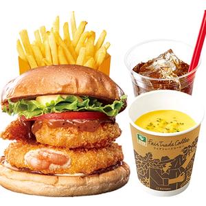 ゼッテリア ZETTERIA 【ディナーセット】アジアンガーリックシュリンプえびバーガー Asian Garlic Shrimp Burger Dineer Set