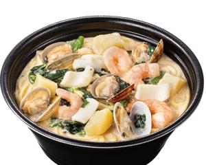 海の幸の豆乳スープパスタ