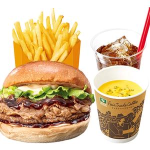 【ディナーセット】牛カルビバーガー  Beef Rib Burger Dinner Set