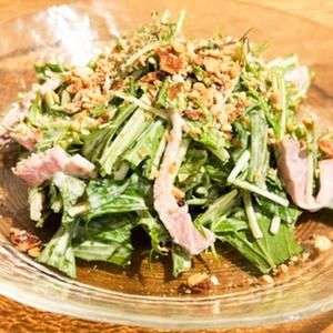 水菜とローストポークのサラダ