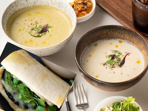 【食べ応えセット】 スープ2種+クロックムッシュサンドセット Two Soups ＆ Croque Monsieur Sandwich Set
