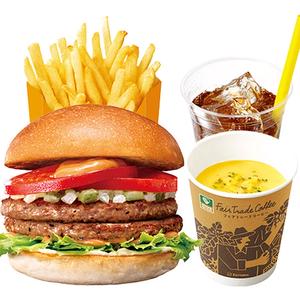【ディナーセット】ダブル絶品ビーフバーガーDouble ZEPPIN（Supreme）Beef Burger Dinner Set
