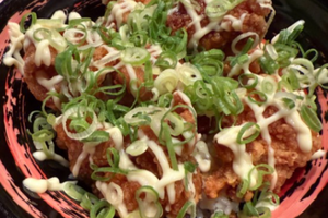 唐揚げネギマヨポン酢丼