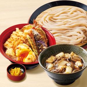 久兵衛屋 【満腹久セット】きのこつけ汁うどん・月見天丼