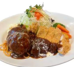 ハンバーグとポークカツプレート【150g】