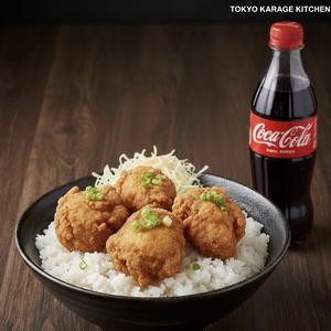 から揚げライスとドリンクセット 4P Karaage Rice with Drink