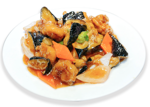 揚げ豚肉と茄子の油ソース炒め定食