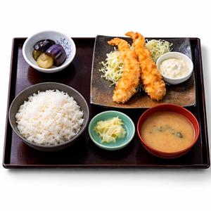 エビフライ定食(2匹) Fried Shrimp Set Meal (2 Pieces)