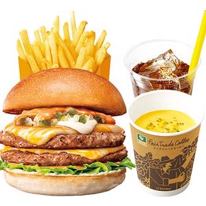 【ディナーセット】ダブル絶品チーズバーガーDouble ZEPPIN（Supreme） Cheeseburger Dinner Set