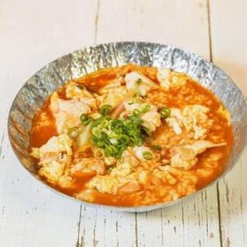 【韓国風】ピリ辛鶏チゲ雑炊【Korean】 rice ＆ chicken jjigae porridge
