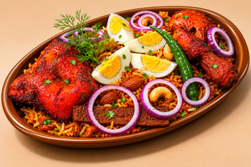 「人気急上昇」タンドリーチキン付きビリヤニTandoori chicken biriyani