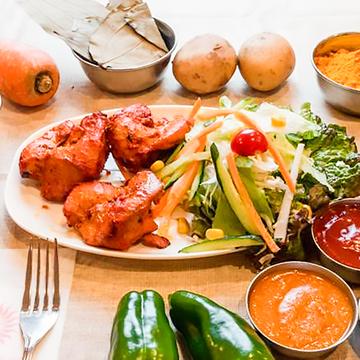 骨なしタンドリーチキン3P＆サラダ Boneless Tandoori Chicken (3 Pieces) ＆ Salad