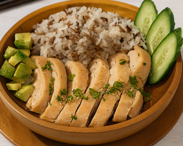 【アボカド】16穀米ともも肉のカオマンガイ [Avocado] Khao Man Gai  (Chicken Thigh)