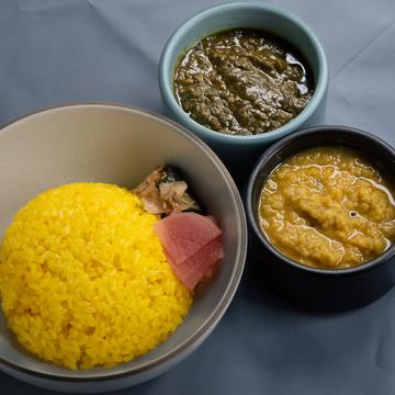サグキーマカレーと豆カレーとライス   Saag Keema Curry ＆ Lentil Dal Curry with Rice