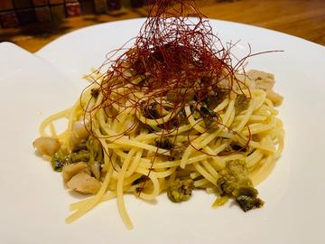 お魚と野菜のペペロンチーノ スパゲッティ