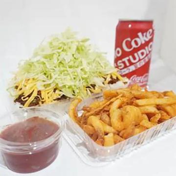 タコライスチーズ野菜ハーフ+カーリーフライ+ドリンク350ml