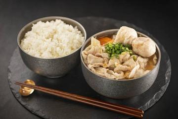蟹つみれの入った豚汁とほかほかごはん Pork Miso Soup with Crab Meatballs and Hot Rice