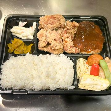 手作り唐揚げとハンバーグ弁当