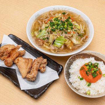 【大人気】 肉野菜タンメン+唐揚げ2個+明太子ごはん