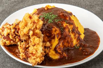 唐揚げとろたまオムライス