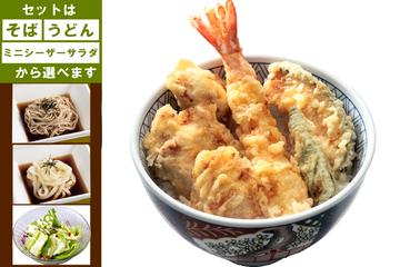 【特大海老入り】かしわ天丼セット