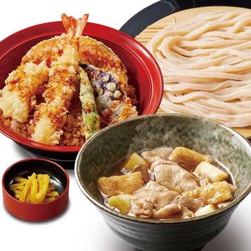【満腹久セット】肉つけ汁うどん・海老天丼