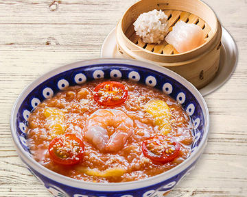 海老とチーズのトマトのおかゆ＆2種点心セット